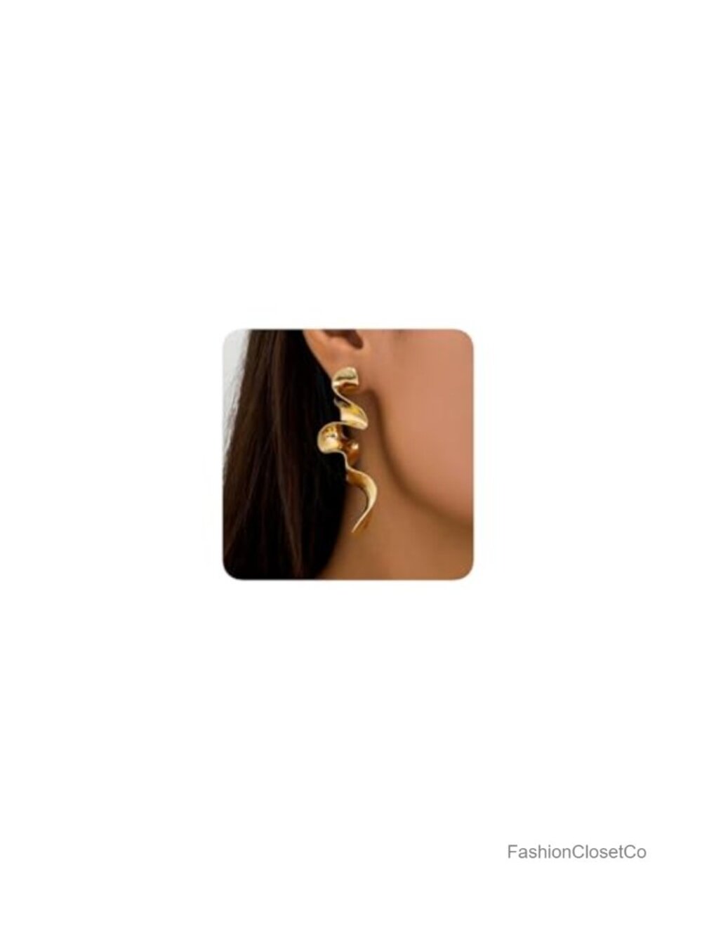 Gold Plated Twisted Wave Drop Dangle Earrings Geometric Statement Jewelry